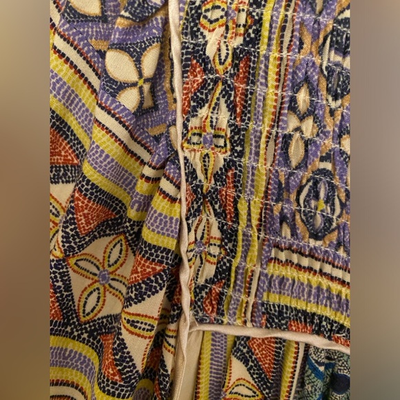 Olivaceous Patterned Ruffle Long Sleeve Tassle Mini Dress Women’s Sz Small - Picture 8 of 16